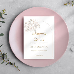 Convites Casamento de Flor Neutral de Boho Simples e Minima