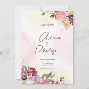 Convites Casamento de Flor Russo Rosa
