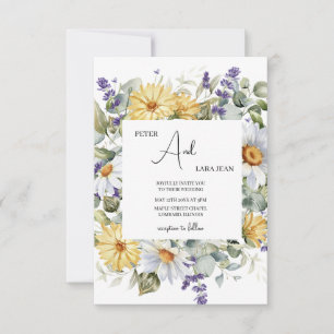 Convites Casamento de Flor Selvagem Amarelo Elegante