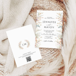 Convites Casamento de Flor Selvagem Colorida Elegante