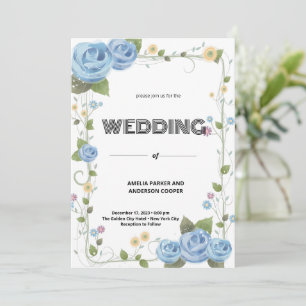 Convites Casamento de Flor Selvagem e Fundo Branco