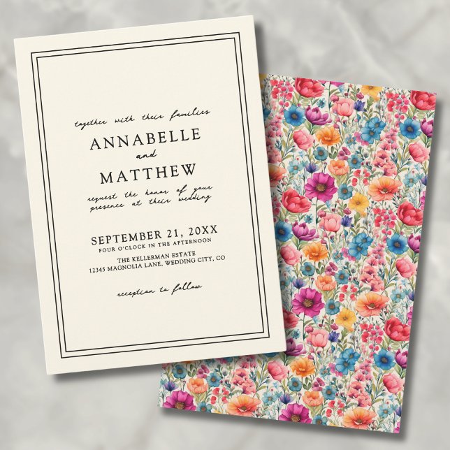 Convites Casamento de Flor Selvagem Elegante de Bold Blooms (Botanical Bold Blooms Elegant Wildflower Wedding Invitation )