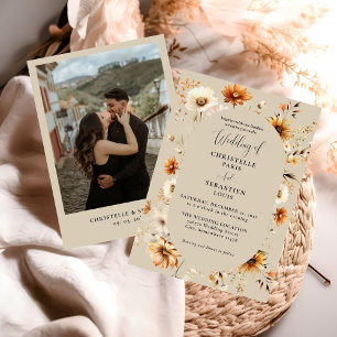 Convites Casamento de Flor Selvagem Elegante e Chic Boho Fa