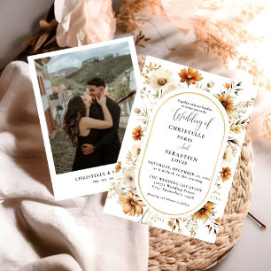 Convites Casamento de Flor Selvagem Elegante e Chic Boho Fa