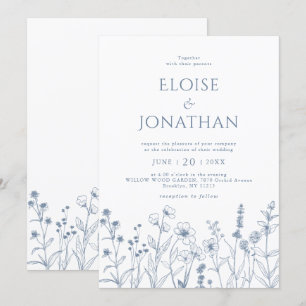 Convites Casamento de Flor Selvagem Minimalista Simples