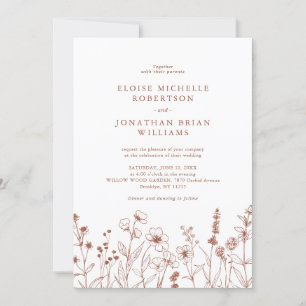 Convites Casamento de Flor Selvagem Minimalista Simples