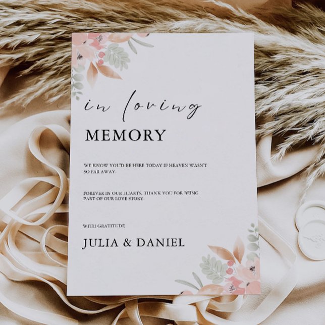 Convites Casamento De Flor Selvagem No Sinal De Memória Ama (Wildflower Wedding In Loving Memory Sign, Invitation)
