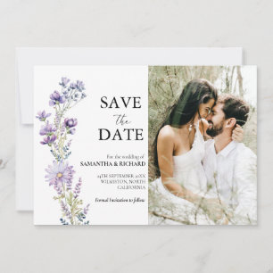 Convites Casamento De Flor Selvagem Roxo Elegante Salvar A