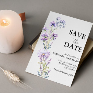 Convites Casamento De Flor Selvagem Roxo Elegante Salvar A 