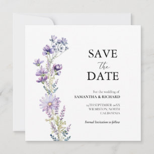 Convites Casamento De Flor Selvagem Roxo Elegante Salvar A