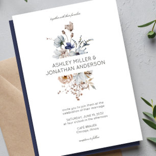 Convites Casamento de Flor Selvagem Russo Moderno Elegante