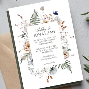 Convites Casamento de Flor Selvagem Russo Moderno Elegante