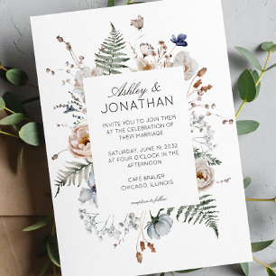 Convites Casamento de Flor Selvagem Russo Moderno Elegante