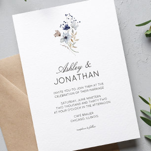 Convites Casamento de Flor Selvagem Russo Moderno Elegante