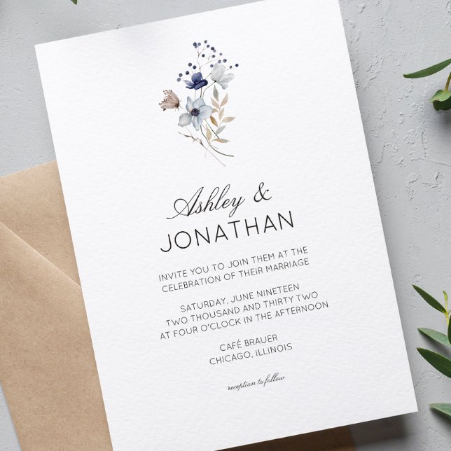 Convites Casamento de Flor Selvagem Russo Moderno Elegante (Criador carregado)