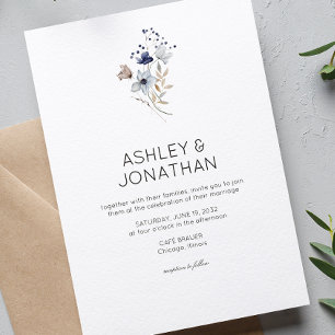 Convites Casamento de Flor Selvagem Russo Moderno Elegante