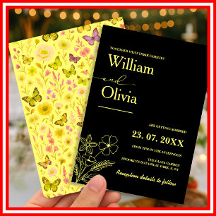 Convites Casamento de Flor Silvestre Amarela Manteiga