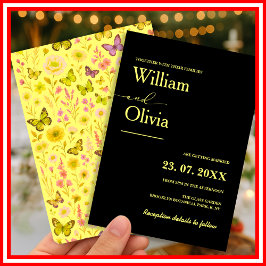Convites Casamento de Flor Silvestre Amarela Manteiga