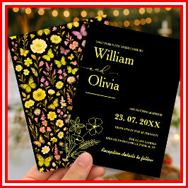 Convites Casamento de Flor Silvestre Amarela Manteiga