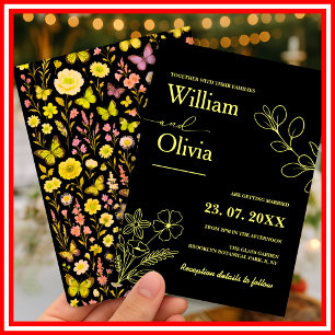 Convites Casamento de Flor Silvestre Amarela Manteiga