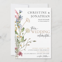 Convites Casamento de Flor Silvestre Boho Floral Moderno 