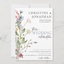 Convites Casamento de Flor Silvestre Boho Floral Moderno 