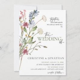 Convites Casamento de Flor Silvestre Boho Floral Moderno 