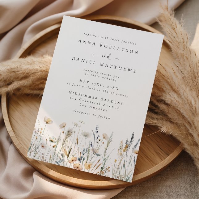 Convites Casamento de Flor Silvestre Boho Suave (Criador carregado)