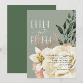 Convites Casamento de Flor Silvestre Boho Verde Sage