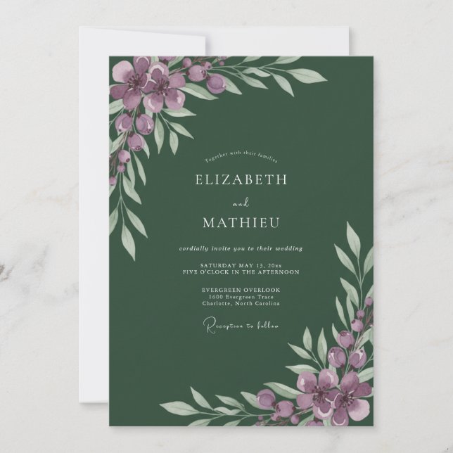 Convites Casamento de Flor Silvestre Caçador de Ámbar (Frente)