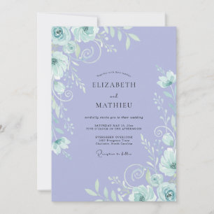 Convites Casamento de Flor Silvestre com Hortelã e Periwink