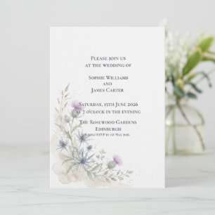 Convites Casamento de Flor Silvestre e Cardo Escocês com Er