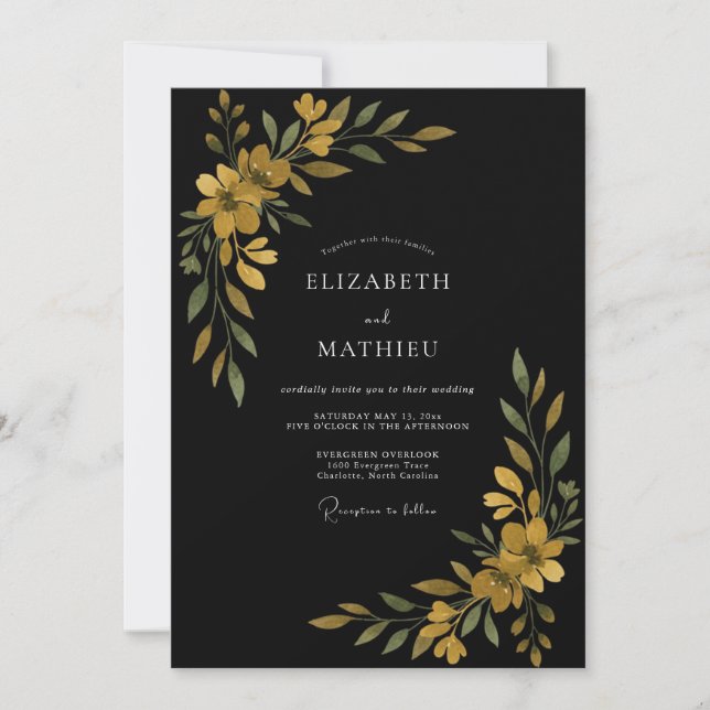 Convites Casamento de Flor Silvestre Ouro Preto (Frente)