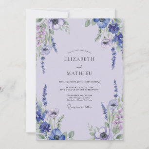 Convites Casamento de Flor Silvestre Periwinkle Aquarela