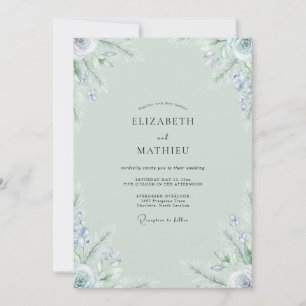 Convites Casamento de Flor Silvestre Periwinkle Seafoam
