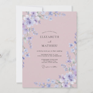 Convites Casamento de Flor Silvestre Roxa Periwinkle