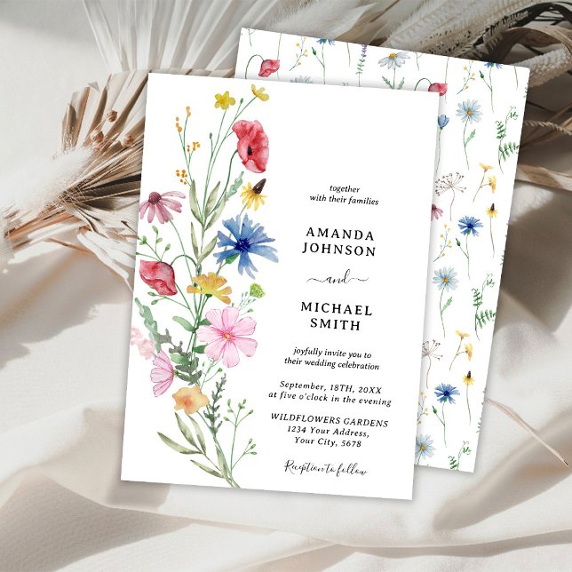 Convites Casamento de Flor Silvestre Rústica Floral (Criador carregado)