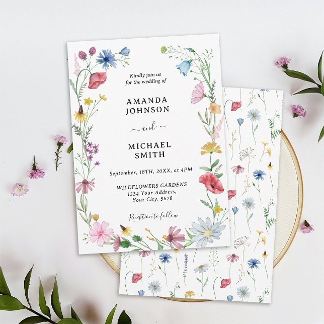 Convites Casamento de Flor Silvestre Rústica Floral (Criador carregado)
