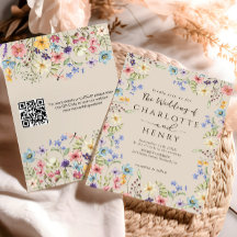 Casamento de Flor Silvestre Simples Rústico QR Cod