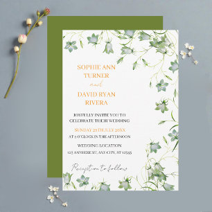 Convites Casamento de Flor Verde Verde-Floral Elegante