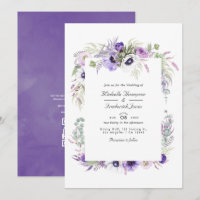 Casamento de Flor Violeta Empoeirada com RSVP Códi