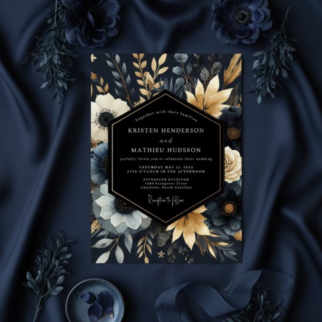 Convites Casamento de Flora Botânica Naval (Criador carregado)