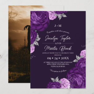 Convites Casamento de Flora Caprichosa Moderno Branco e Rox
