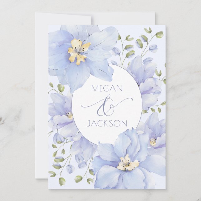 Convites Casamento de floração de flor mole púrpura (Frente)