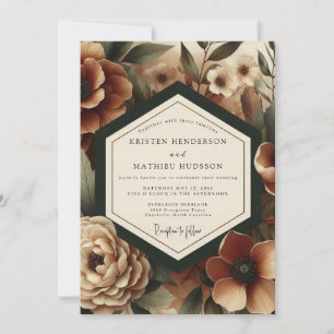 Convites Casamento de Florada Temperamental Burgundy Profun