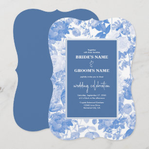 Convites Casamento de Florais Botânicos de Cor Azul