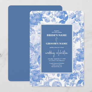 Convites Casamento de Florais Botânicos de Cor Azul