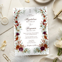 Casamento de Florais de Outono Burgundy e Laranja