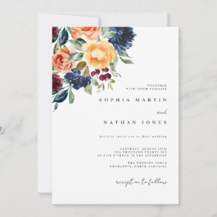 Convites Casamento de Florais Florais de Cobra Burgundia de