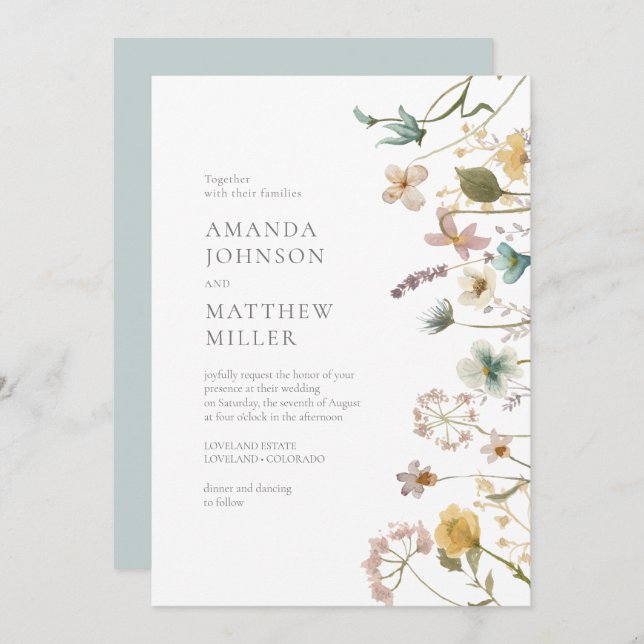 Convites Casamento de Florais Presos com Primavera de Chic  (Frente/Verso)